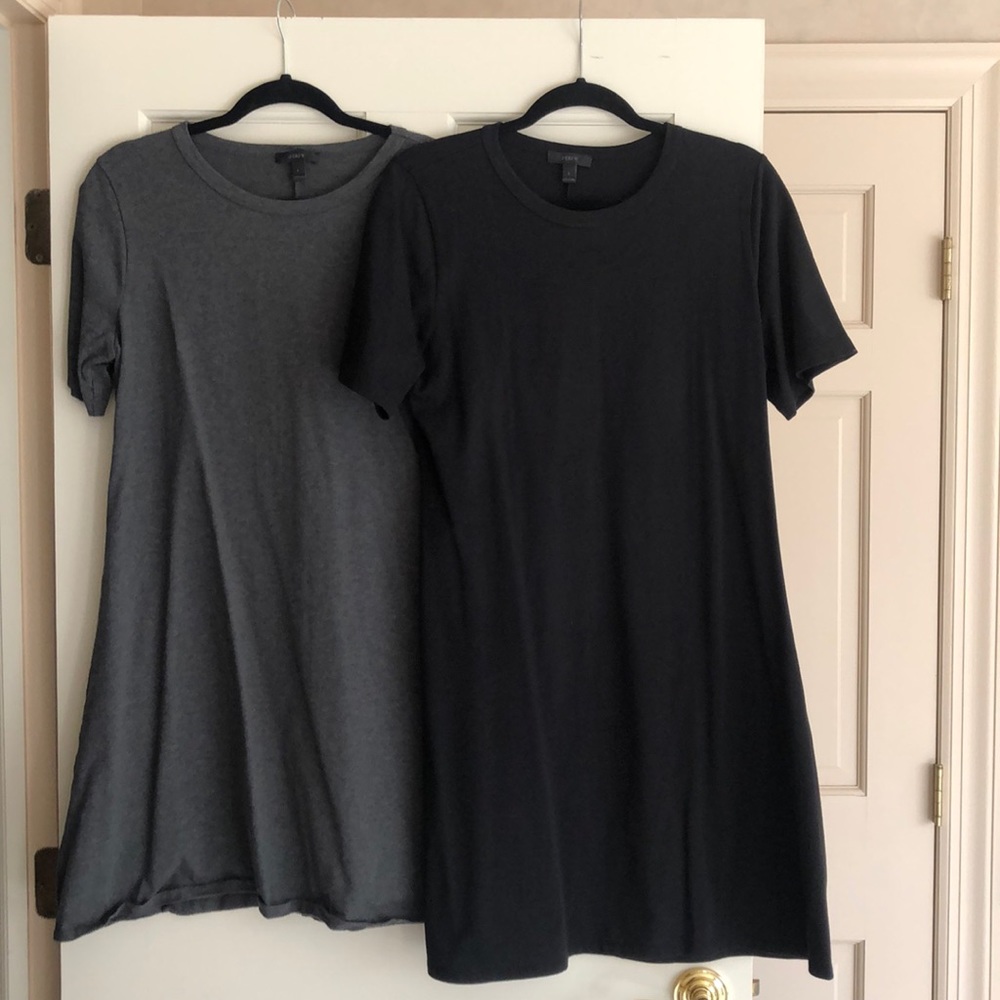J Crew tee-shirt dresses - black and charcoal